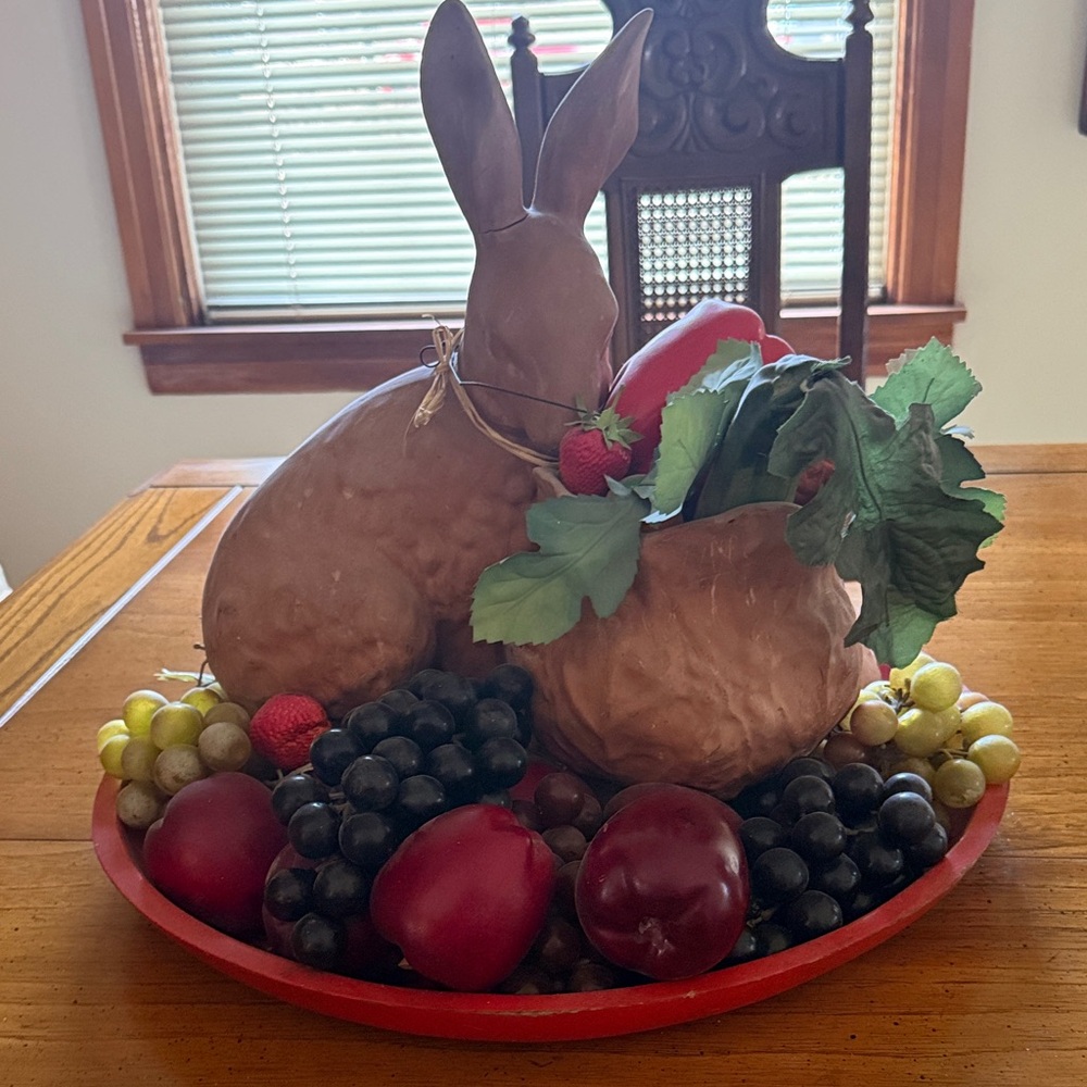 Decorative Rabbit and Fruit Centerpiece